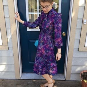 Vintage purple Tie Neck dress